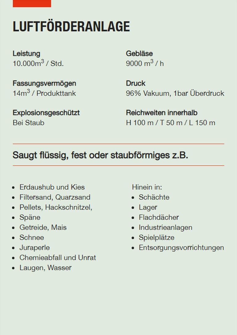 Saugbagger Winningen - Technische Daten LFA