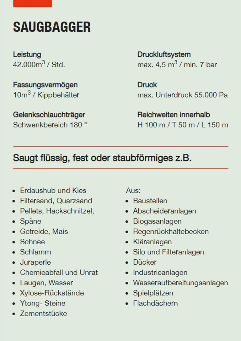 Saugbagger Winningen - Technische Daten Saugbaggger